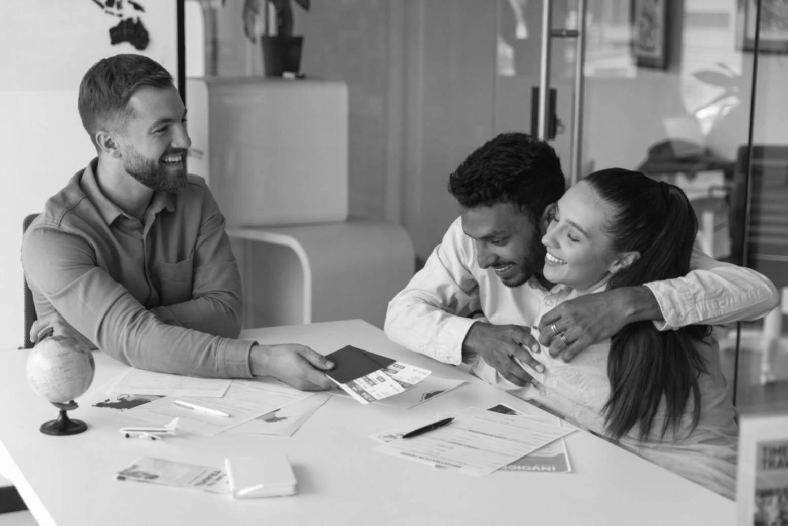 Student reviewing financial planning materials and investment documentation